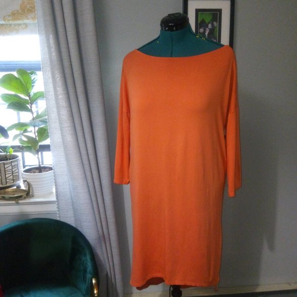 Michael Stars Dylan High Low Boatneck Dress in Orange Sz L - Picture 10 of 16
